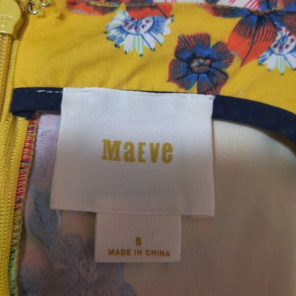 Maeve Anthropologie Yellow Floral Dress Sundress S Sleeveless Cotton Pockets - Picture 9 of 9